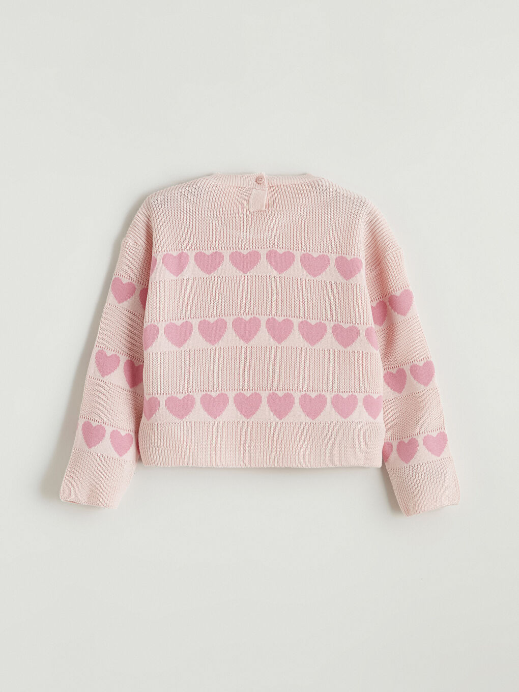 Pembe Kalp Desenli Kız Çocuk Triko Kazak ve Etek-3