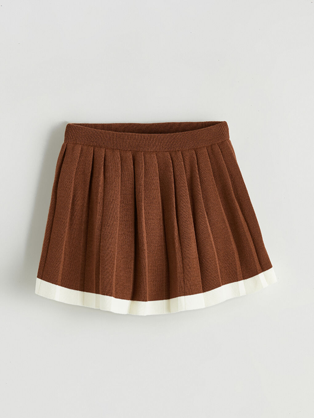 Ekru Kalp Desenli Kız Çocuk Triko Kazak ve Etek-4