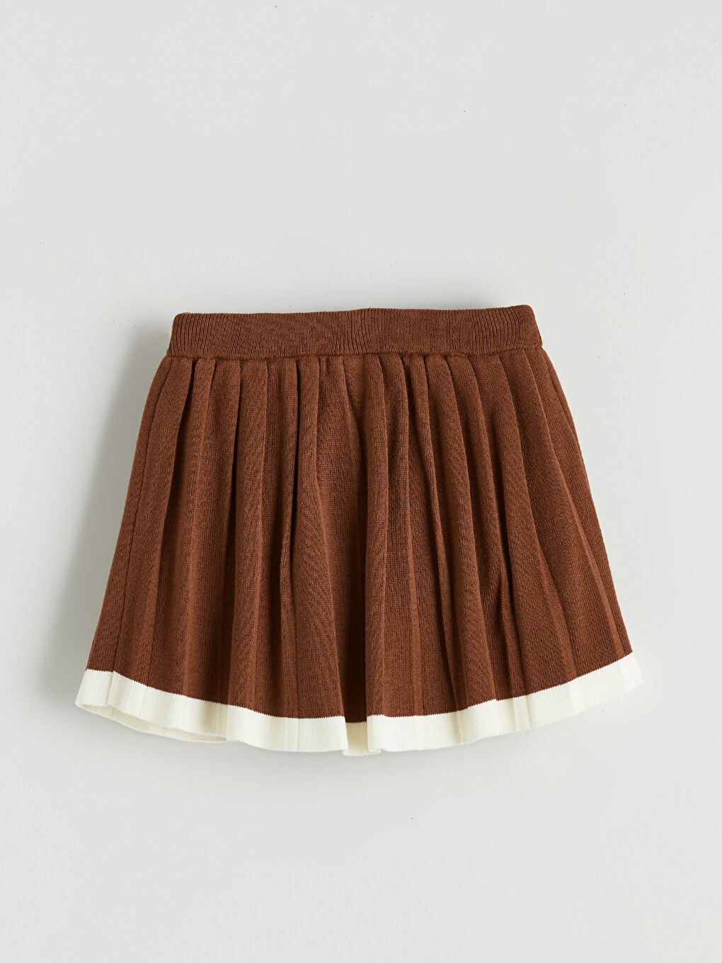 Ekru Kalp Desenli Kız Çocuk Triko Kazak ve Etek-6