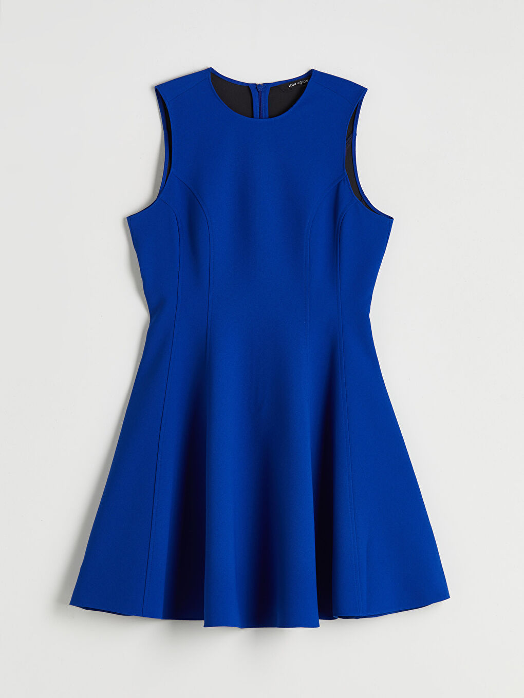 Mavi Bisiklet Yaka Belden Oturtmalı Mini Elbise-4