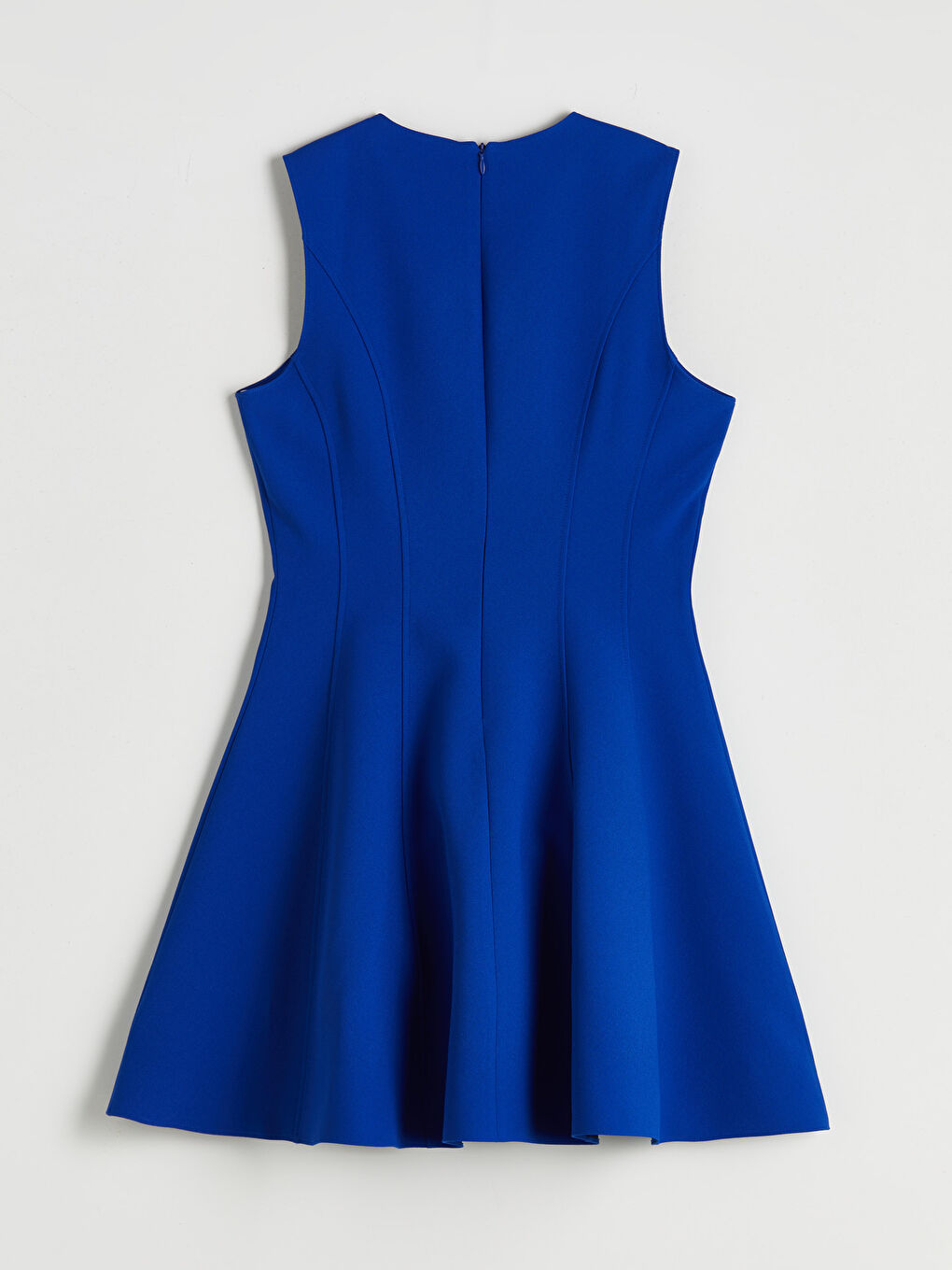 Mavi Bisiklet Yaka Belden Oturtmalı Mini Elbise-5