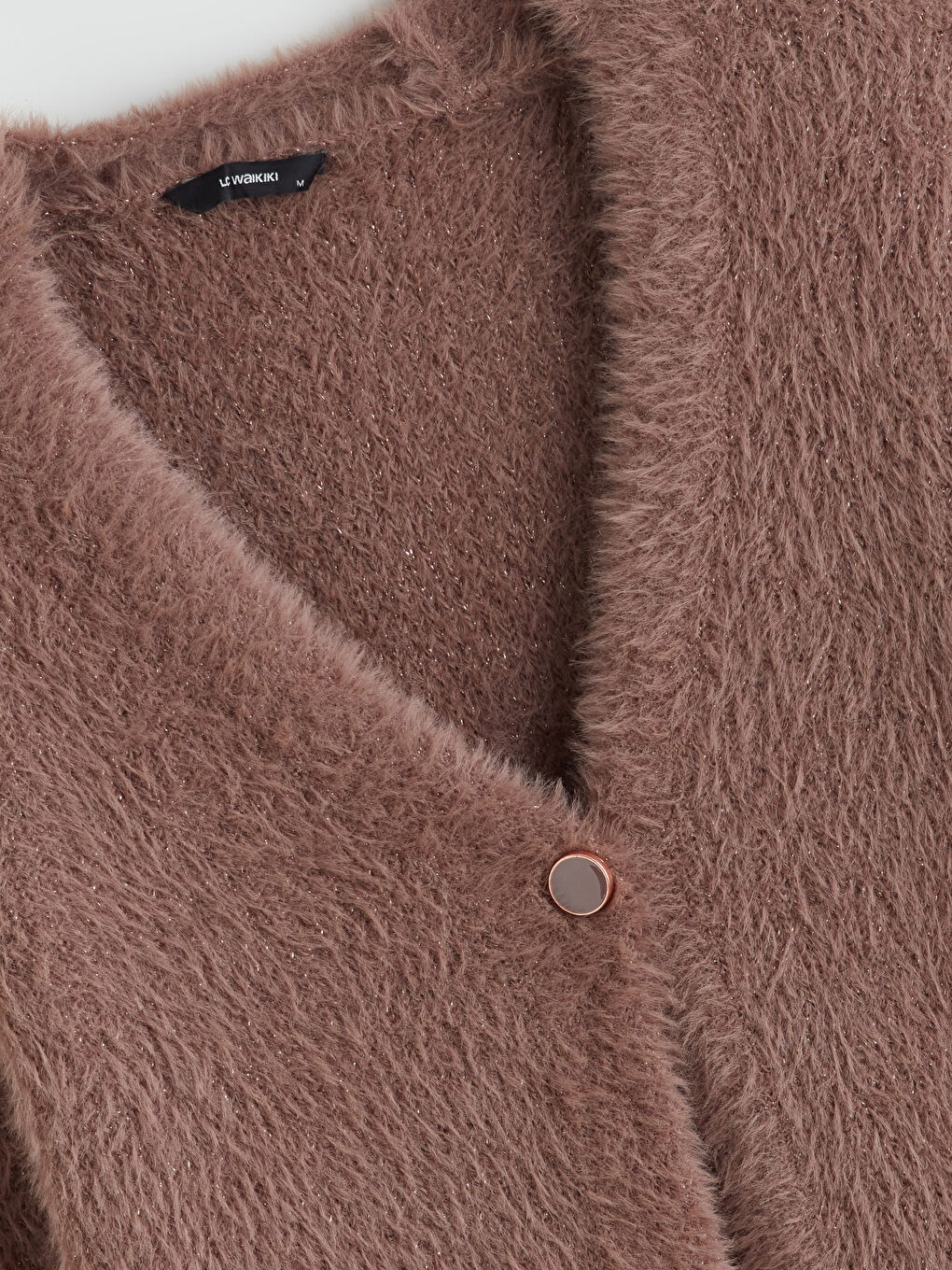 Kahverengi V Yaka Kadın Triko Hırka-5