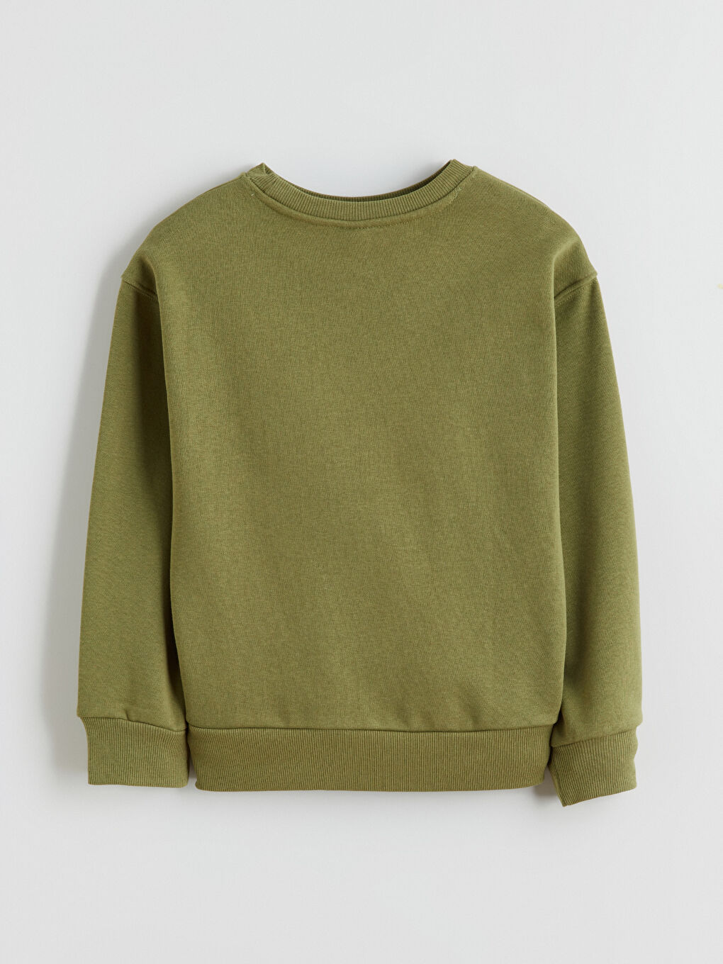 Haki Bisiklet Yaka Baskılı Kız Çocuk Kalın Sweatshirt-3