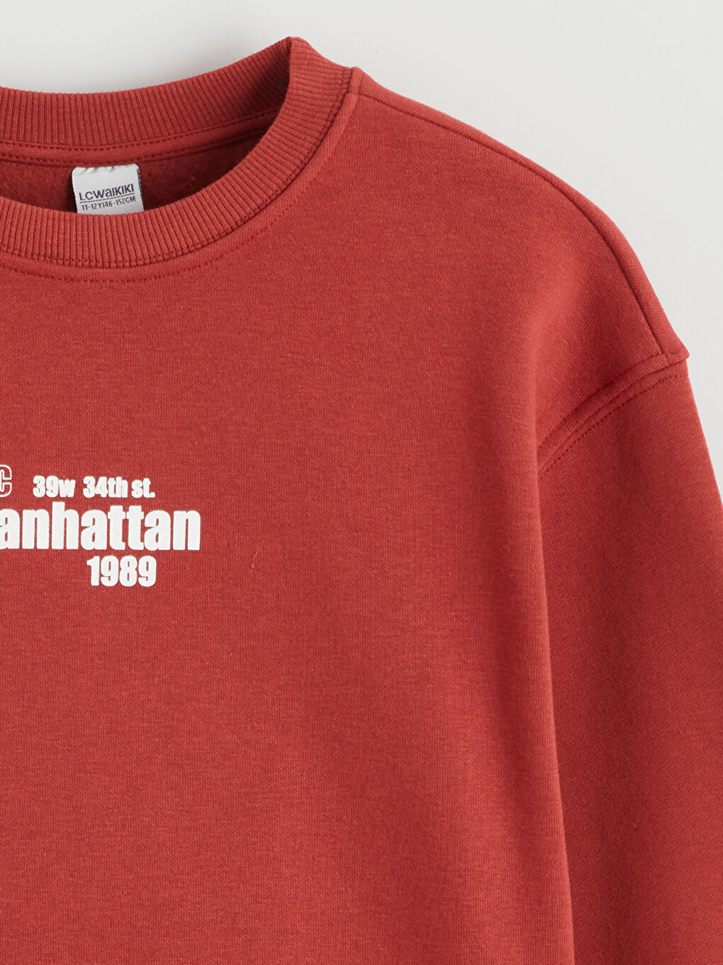 Kırmızı Bisiklet Yaka Baskılı Kız Çocuk Kalın Sweatshirt-1