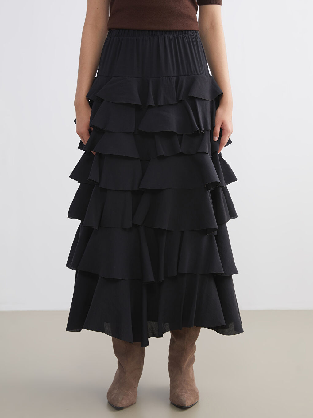 Siyah Beli Lastikli Katkat Etek-1