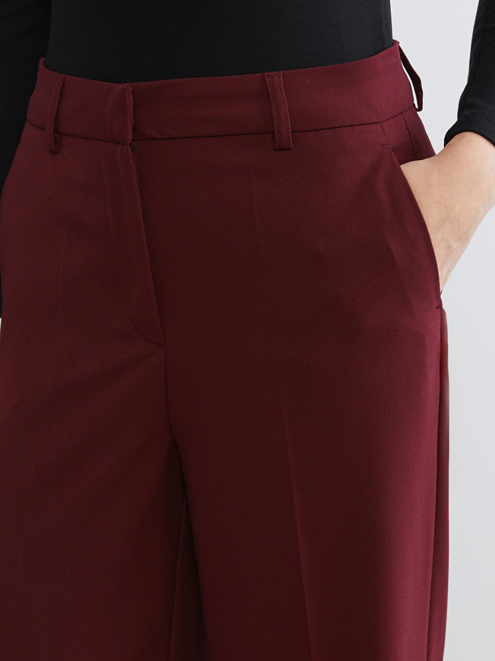 Kırmızı Standart Fit Geniş Paça Kadın Pantolon-2