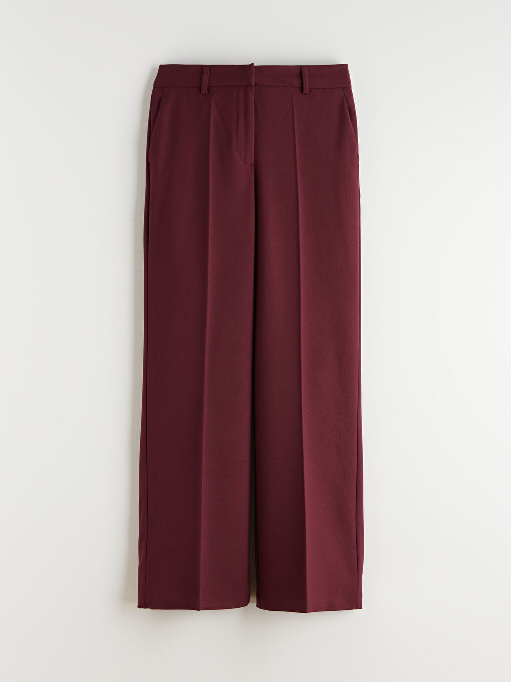 Kırmızı Standart Fit Geniş Paça Kadın Pantolon-4