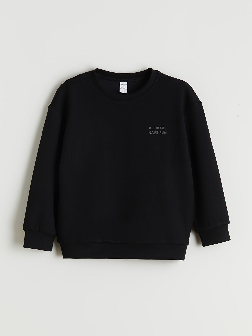 Siyah Bisiklet Yaka Erkek Çocuk Sweatshirt