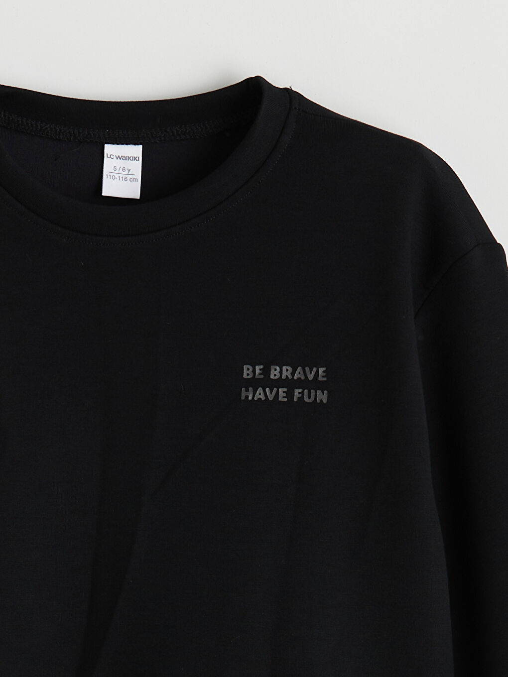 Siyah Bisiklet Yaka Erkek Çocuk Sweatshirt-2