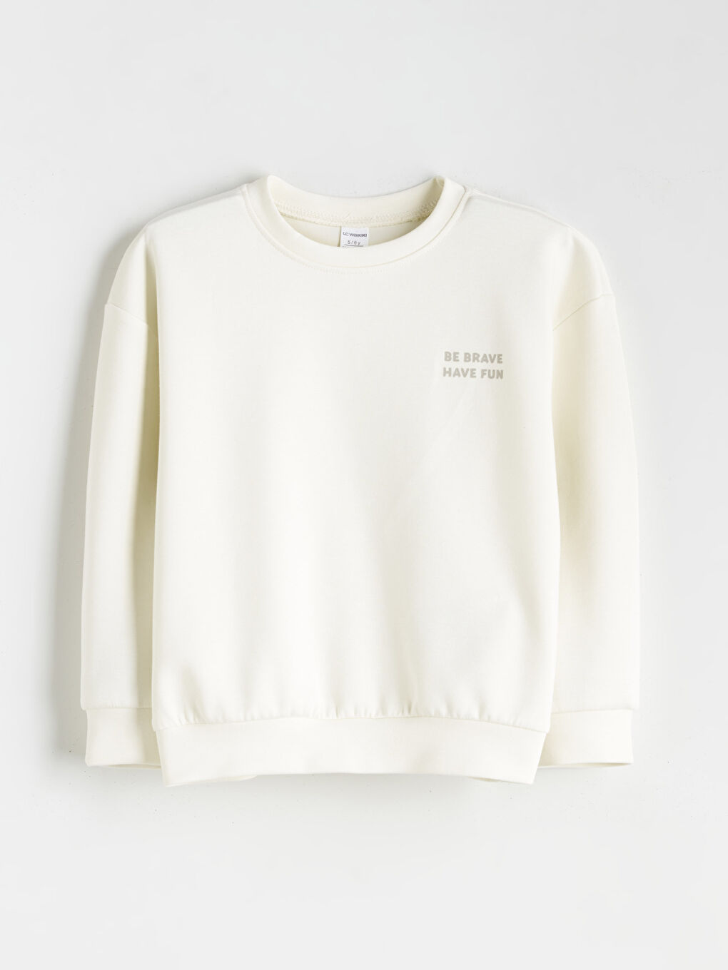 Bej Bisiklet Yaka Erkek Çocuk Sweatshirt