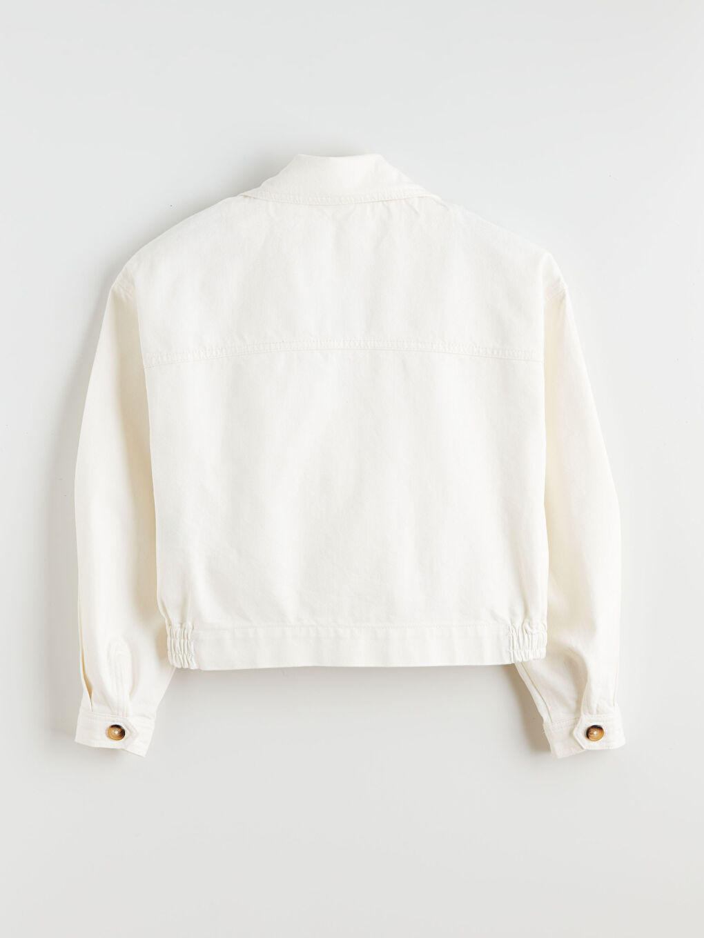 Ekru Oversize Kadın Jean Ceket-6