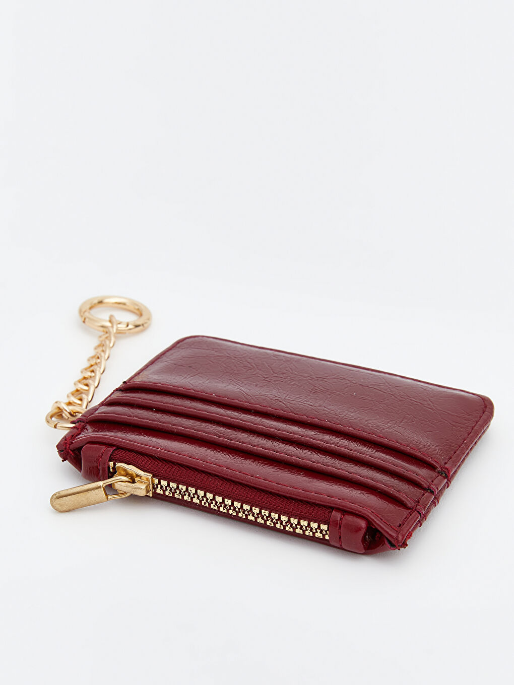 Bordo Deri Görünümlü Kadın Cüzdan-1