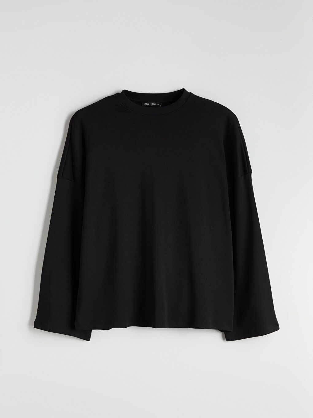 Siyah Bisiklet Yaka Kadın Sweatshirt Tunik-4