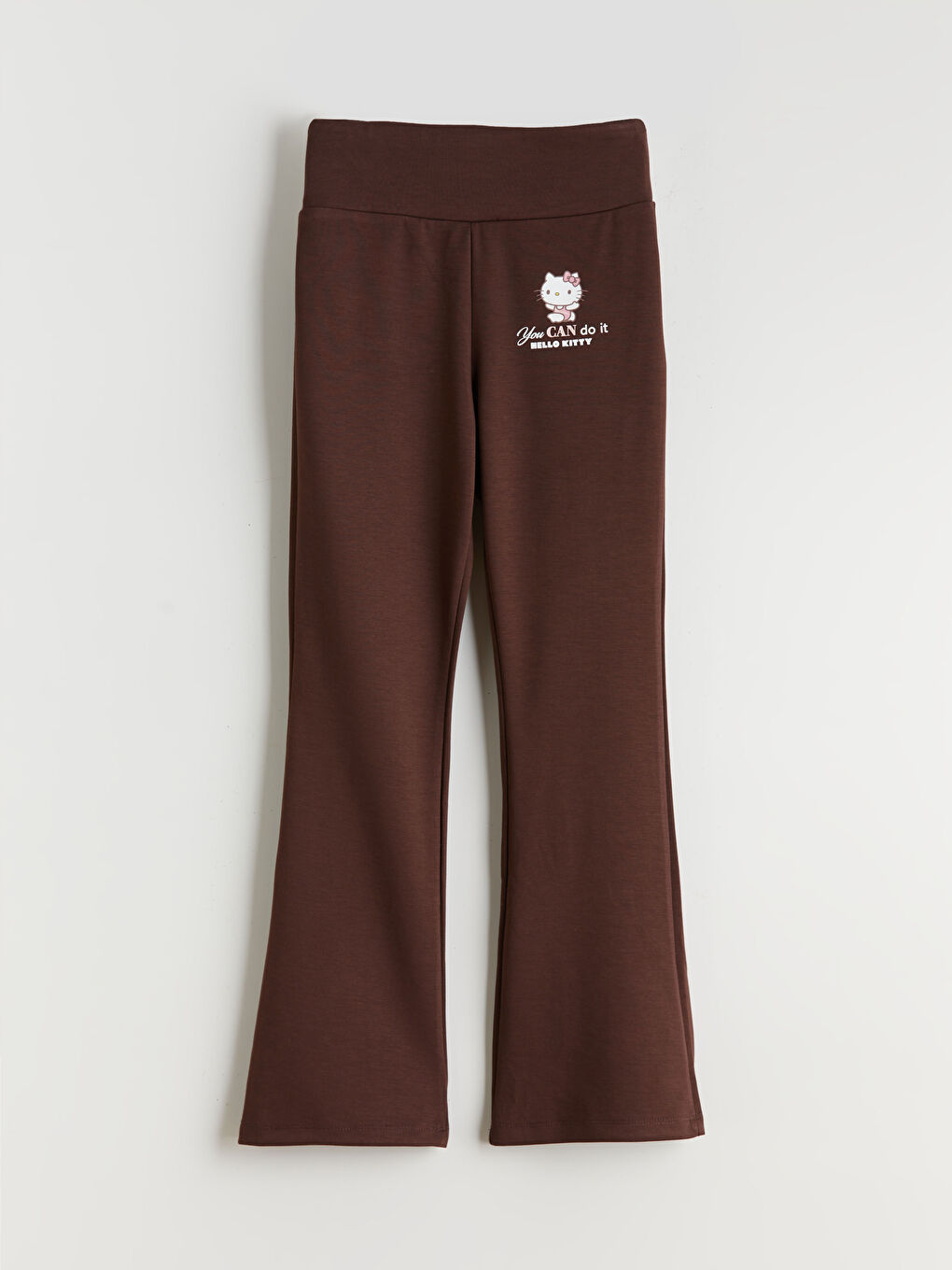 Kahverengi Beli Lastikli Hello Kitty Baskılı Kız Çocuk Eşofman Alt