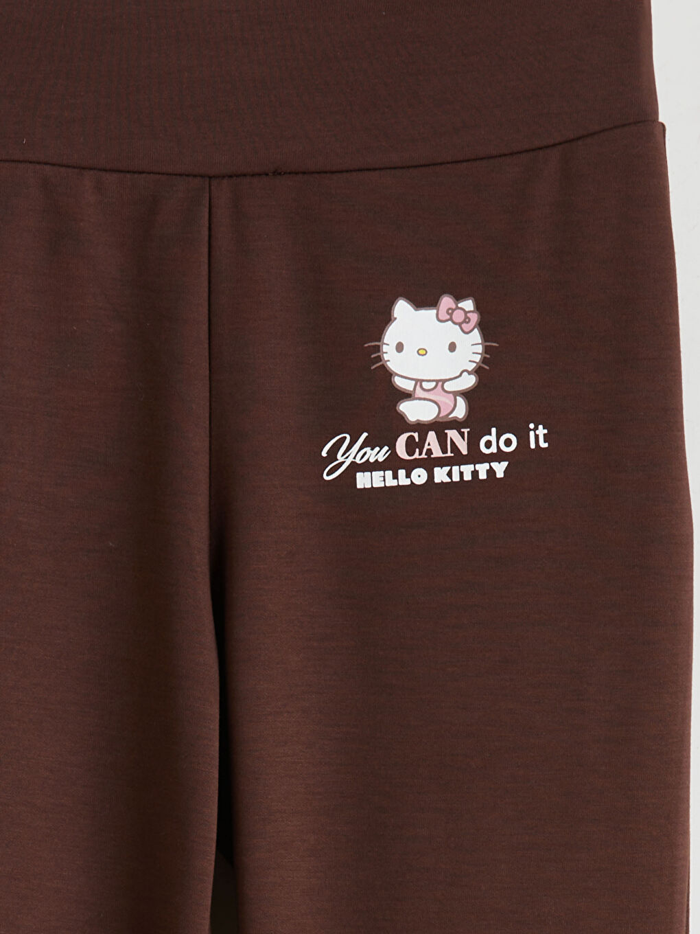 Kahverengi Beli Lastikli Hello Kitty Baskılı Kız Çocuk Eşofman Alt-2