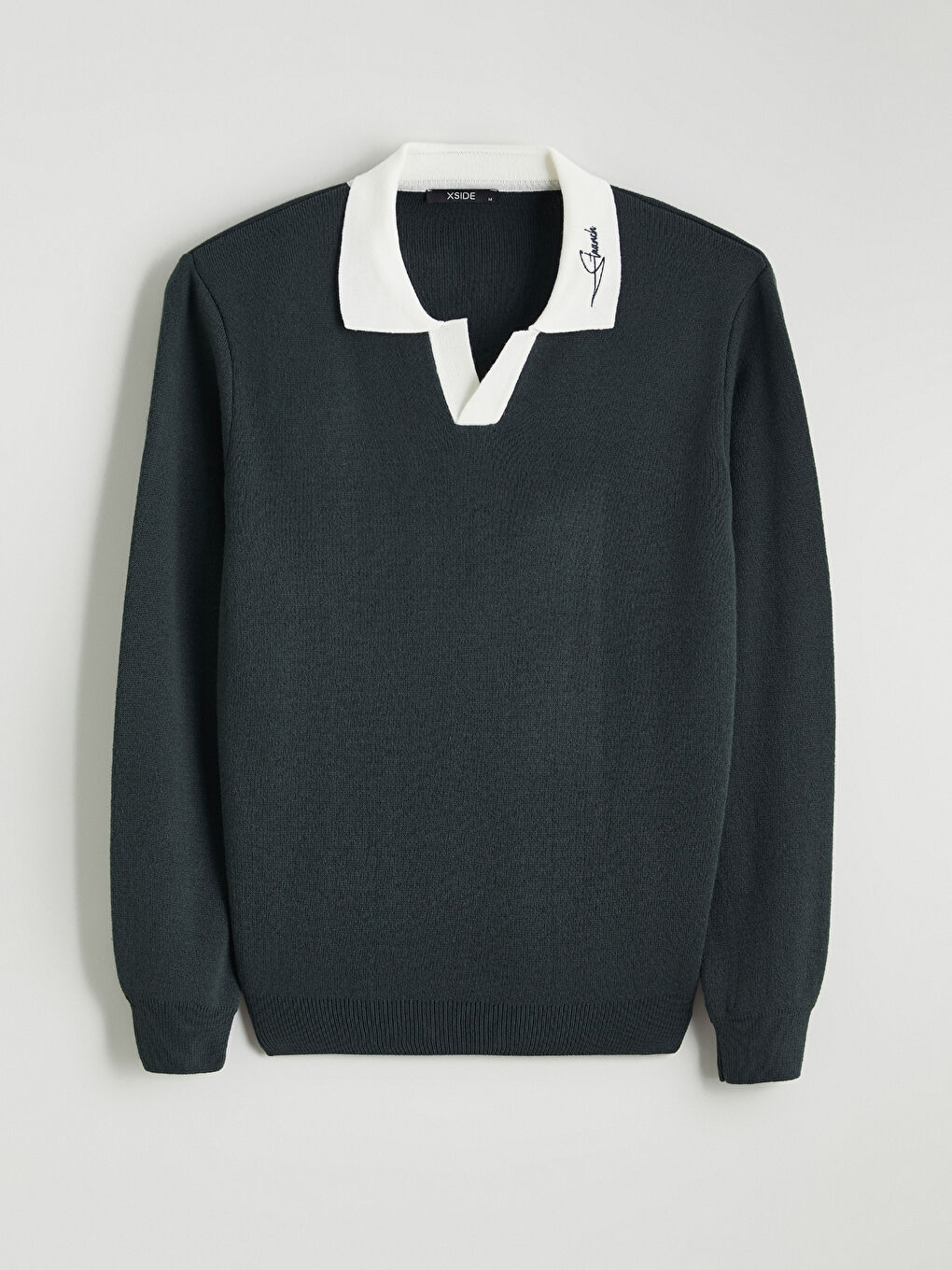 Yeşil Polo Yaka Erkek Triko Kazak-4