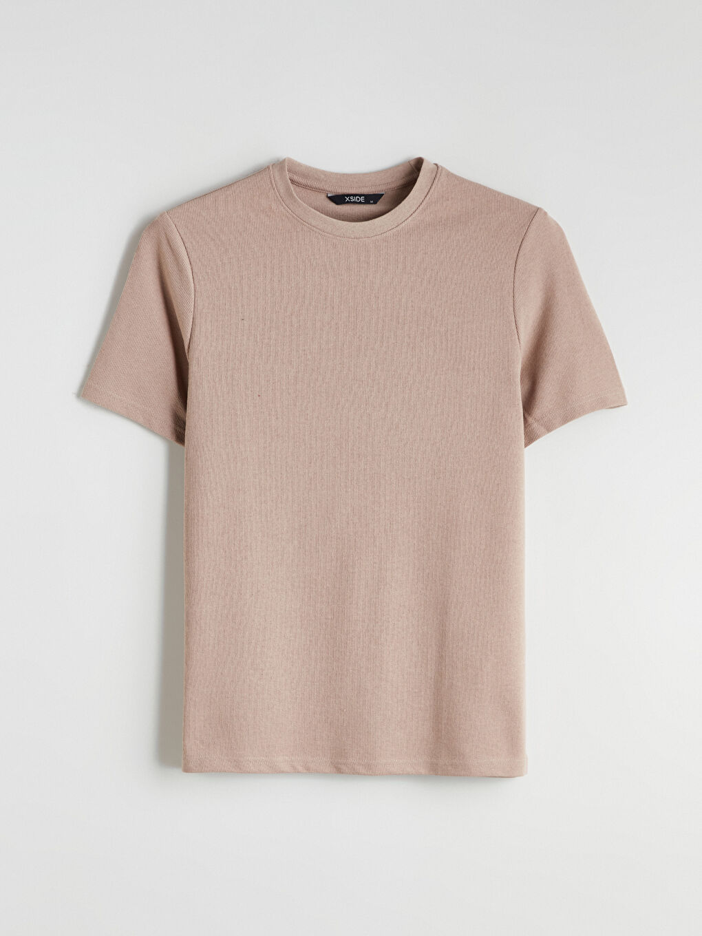 Bej Bisiklet Yaka Erkek Tişört-4