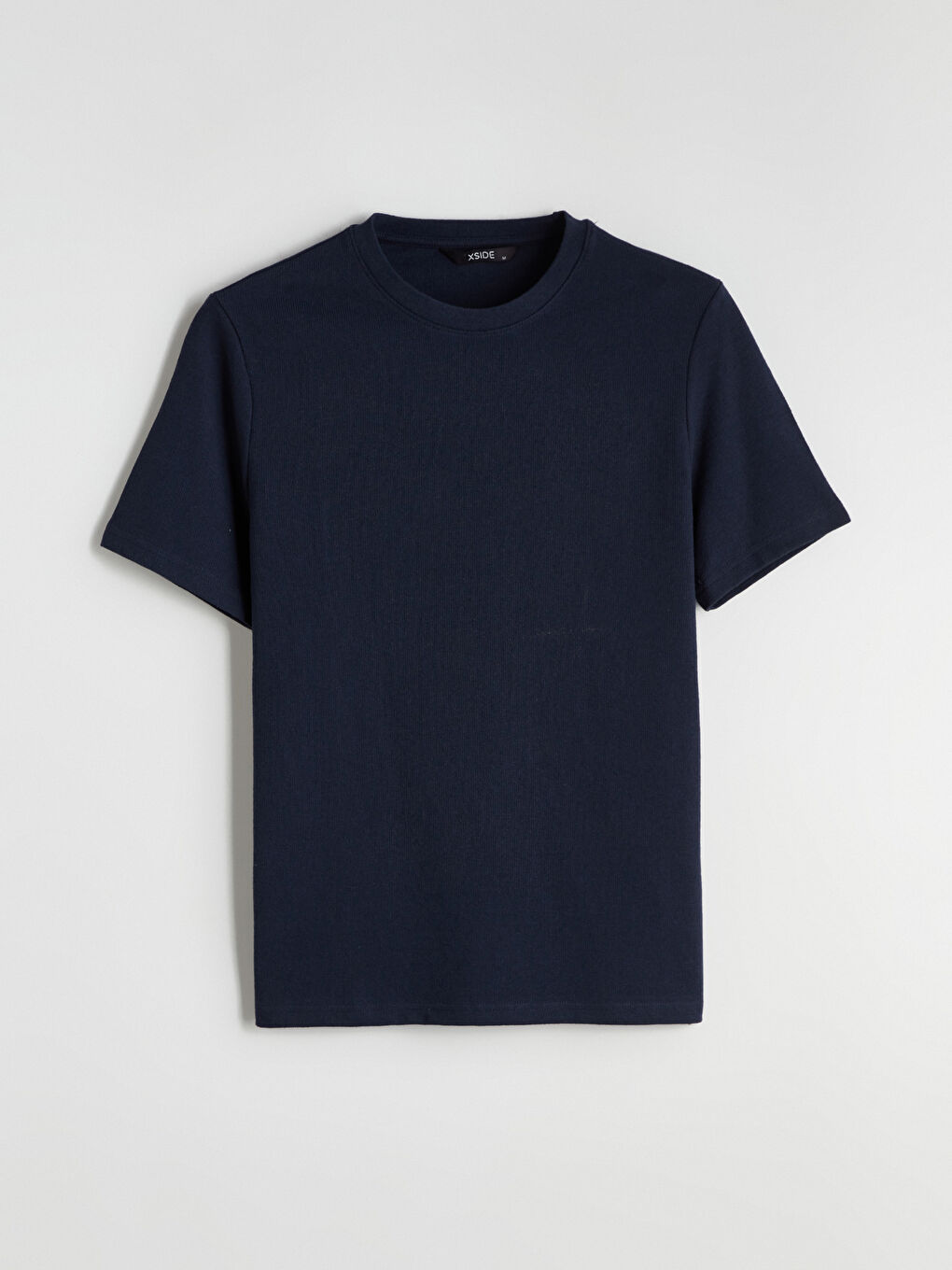 Lacivert Bisiklet Yaka Erkek Tişört-4