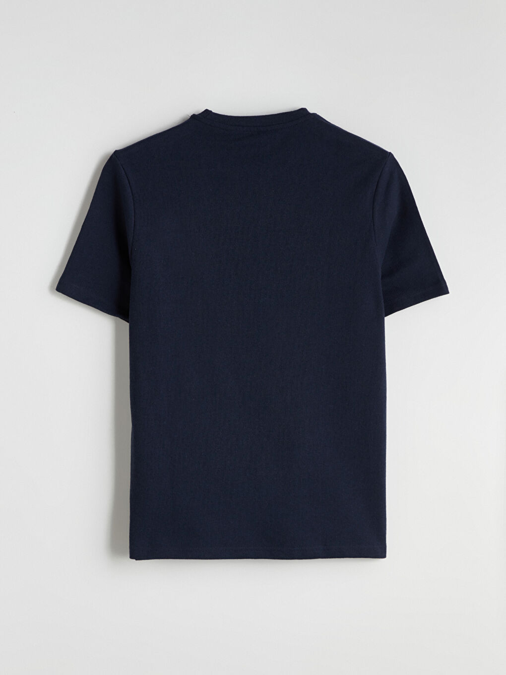 Lacivert Bisiklet Yaka Erkek Tişört-5