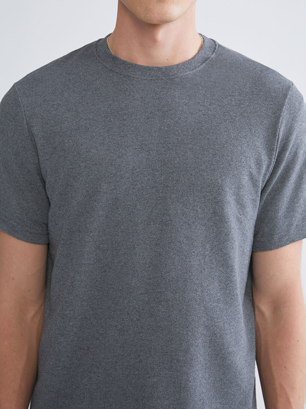 Antrasit Bisiklet Yaka Erkek Tişört-2