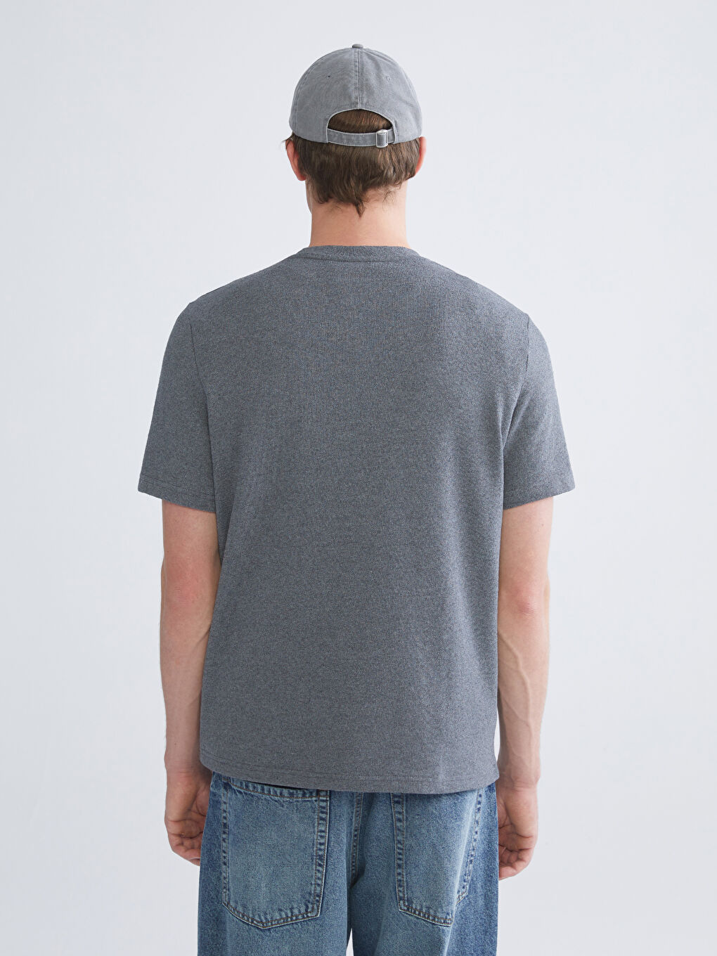 Antrasit Bisiklet Yaka Erkek Tişört-3