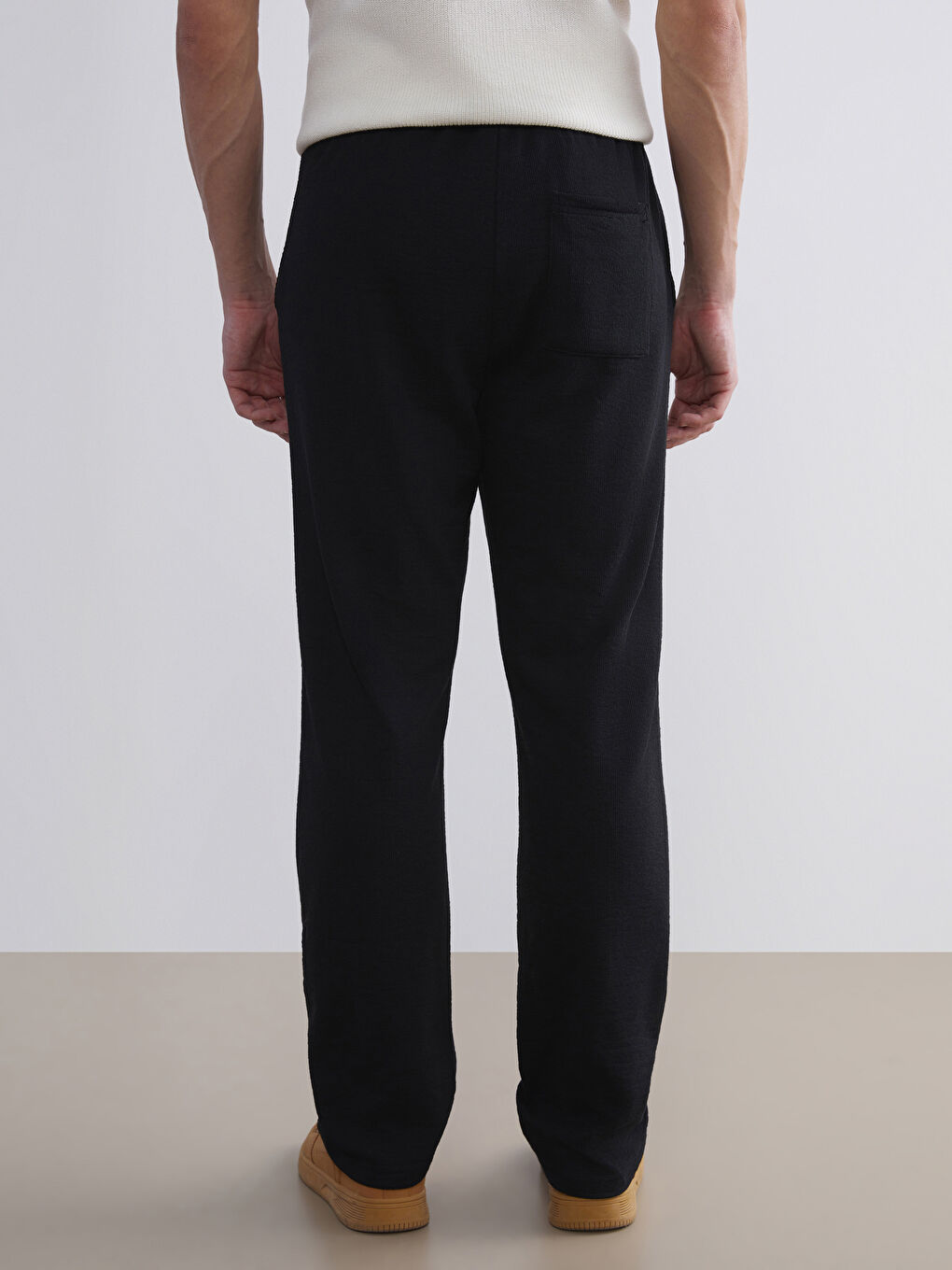 Siyah Standart Kalıp Erkek Dokulu Pantolon-7