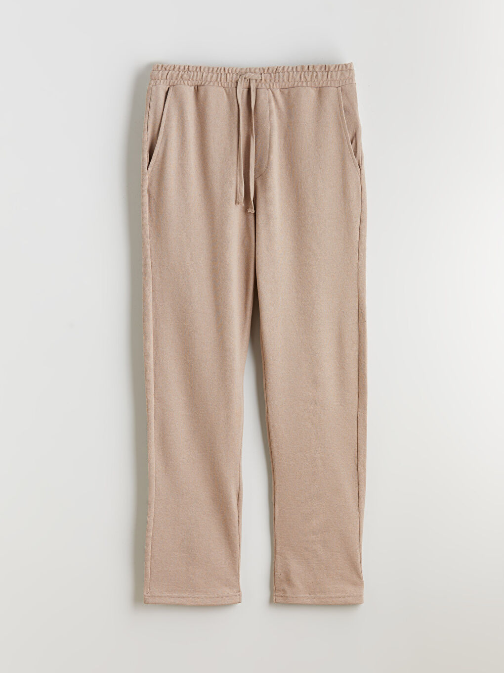 Bej Standart Kalıp Erkek Dokulu Pantolon-4