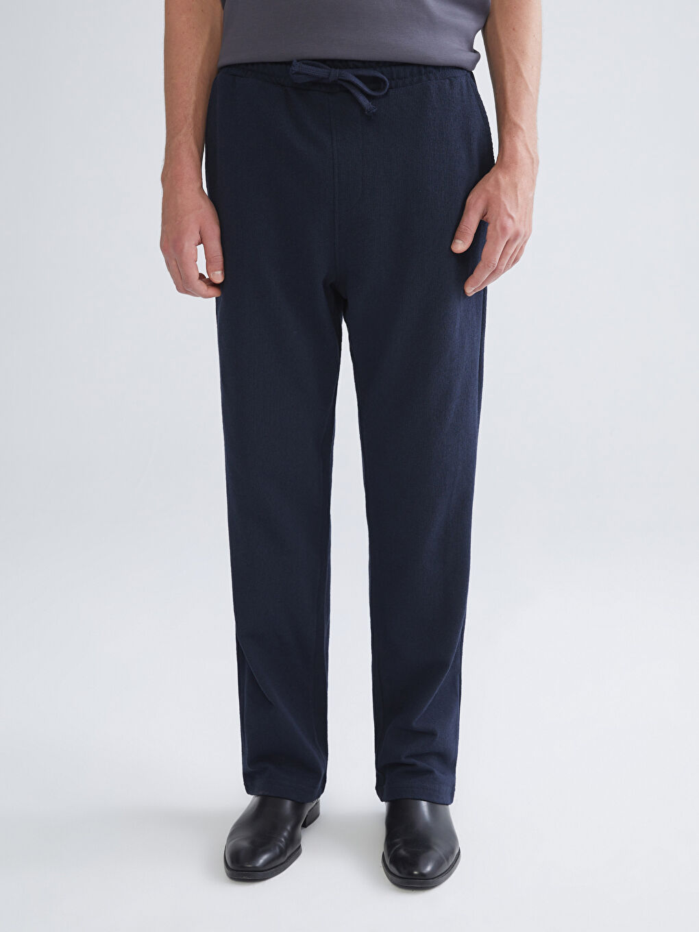 Lacivert Standart Kalıp Erkek Dokulu Pantolon-1