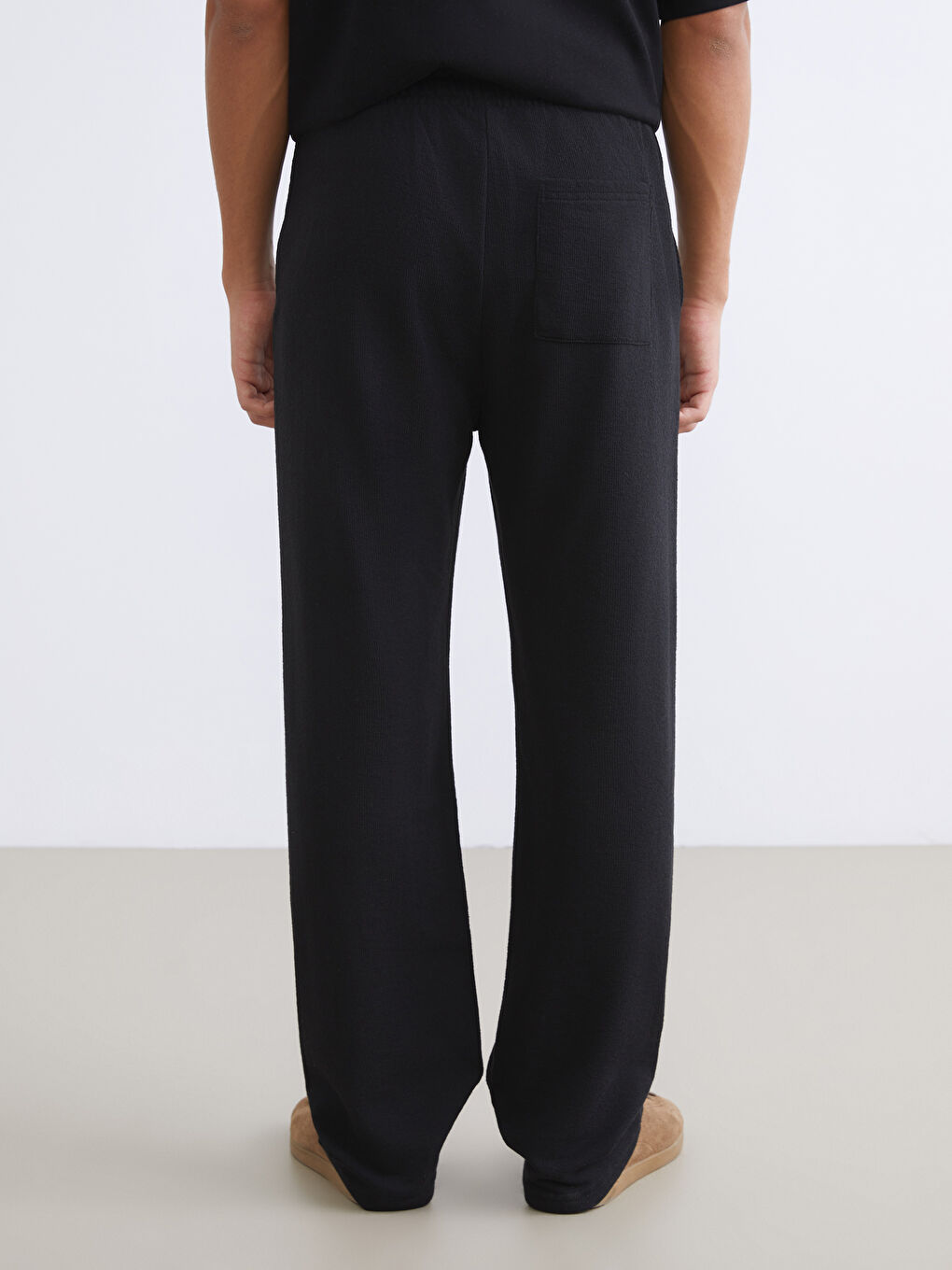 Siyah Standart Kalıp Erkek Dokulu Pantolon-6