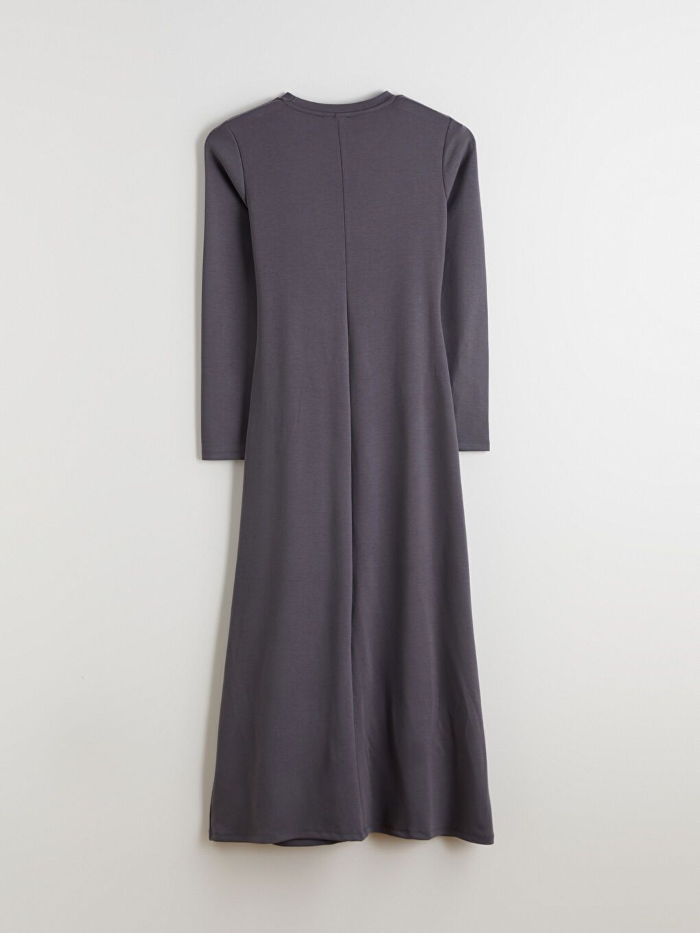 Gri Bisiklet Yaka Büzgülü Elbise-5