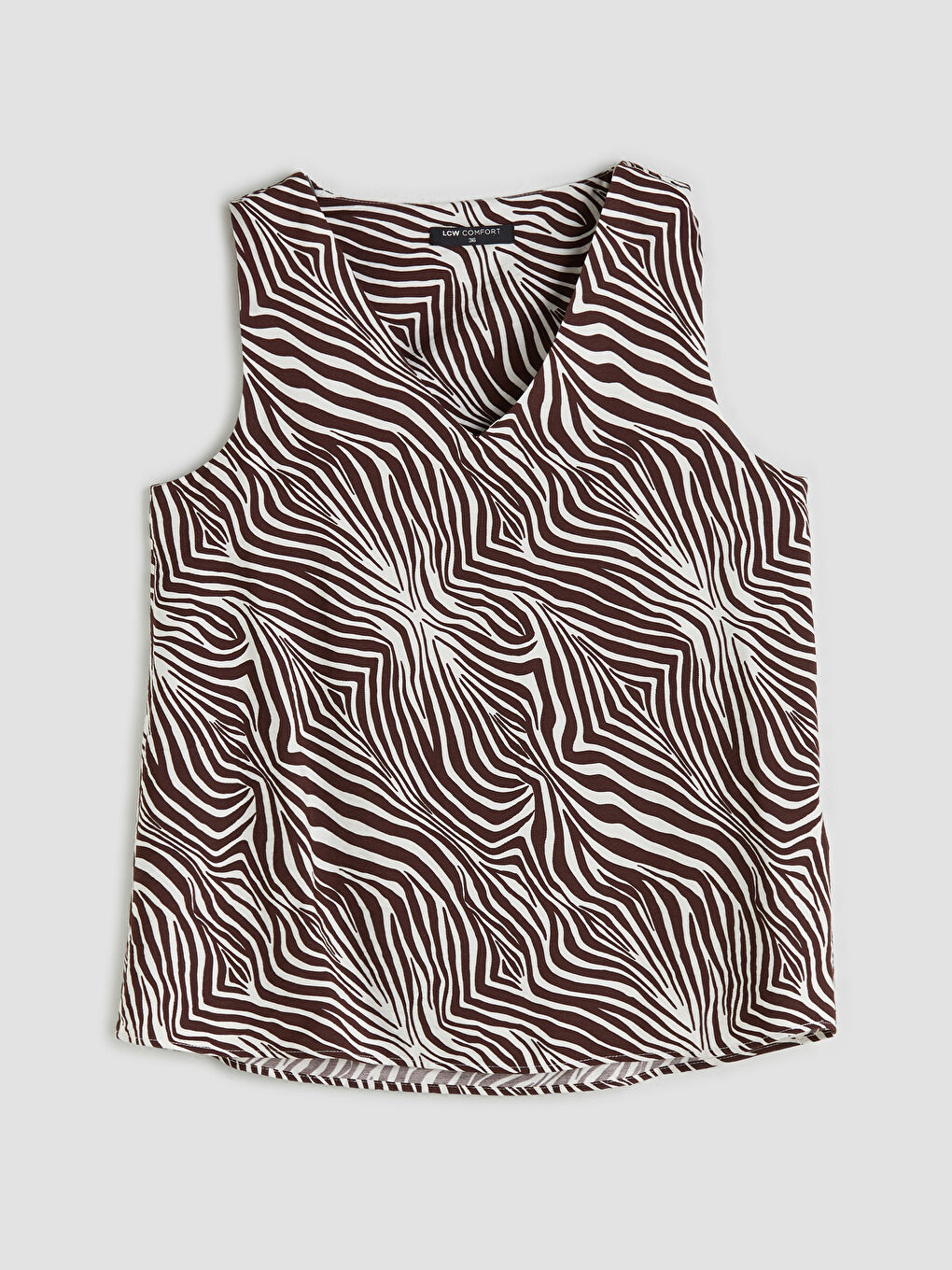 Kahverengi V Yaka Leopar Desenli Bluz-4