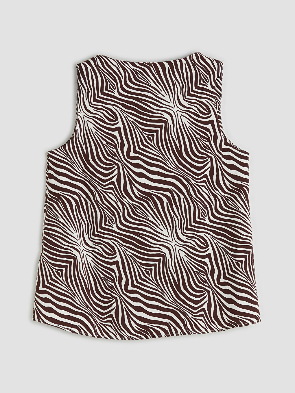 Kahverengi V Yaka Leopar Desenli Bluz-5