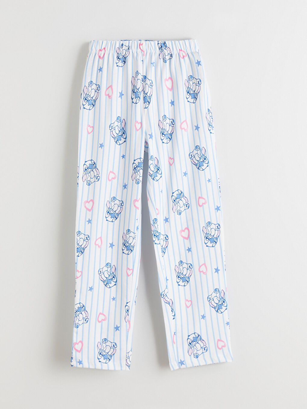Mavi Beli Lastikli Stitch Baskılı Kız Çocuk Pijama Alt