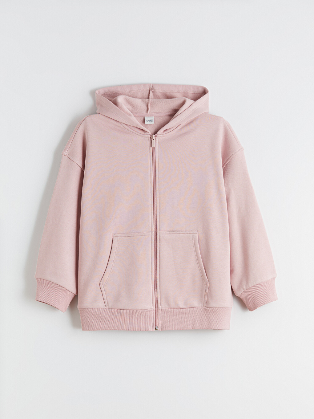 Pembe Kapüşonlu Kız Çocuk Kalın Fermuarlı Sweatshirt