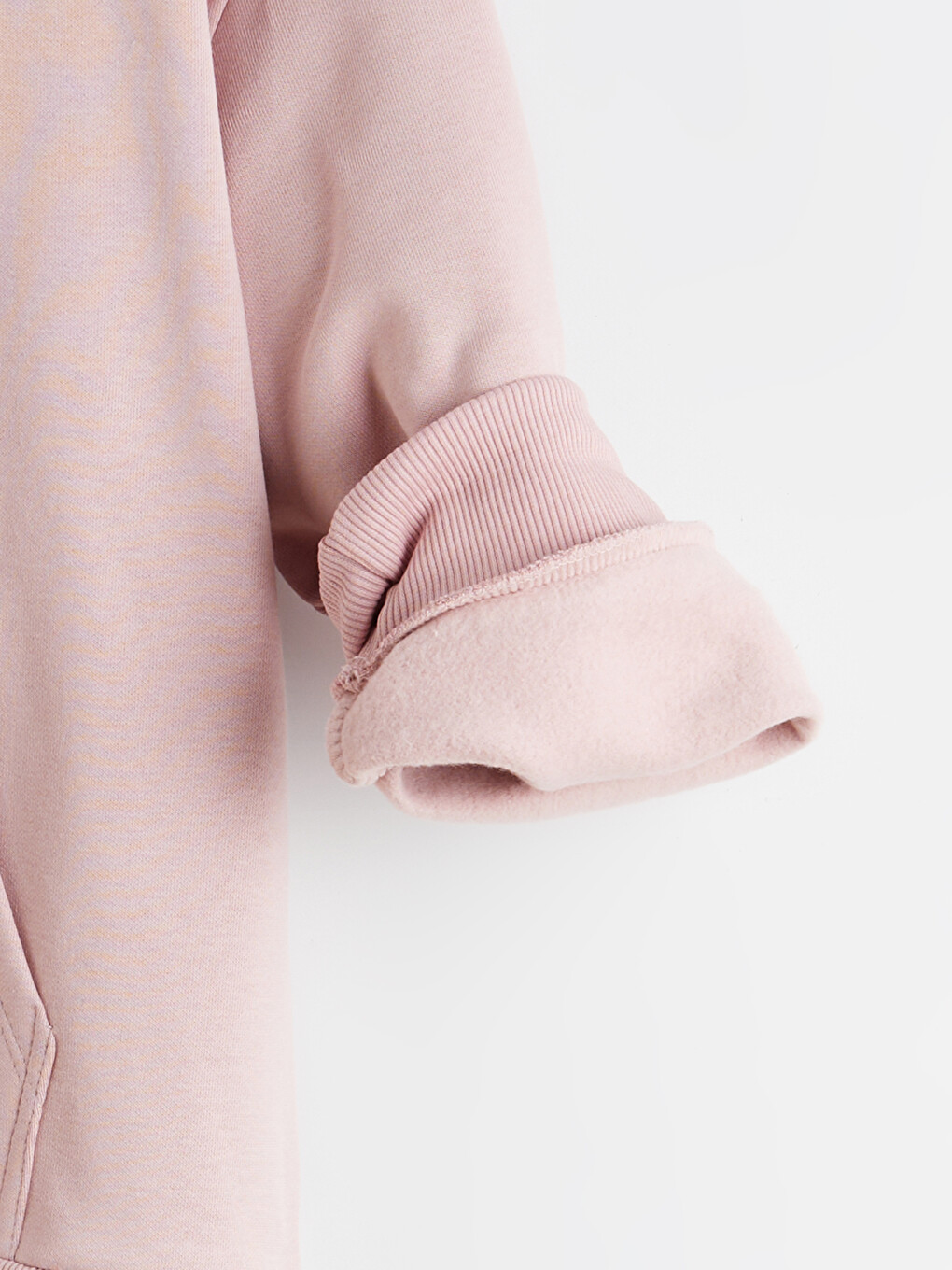 Pembe Kapüşonlu Kız Çocuk Kalın Fermuarlı Sweatshirt-2