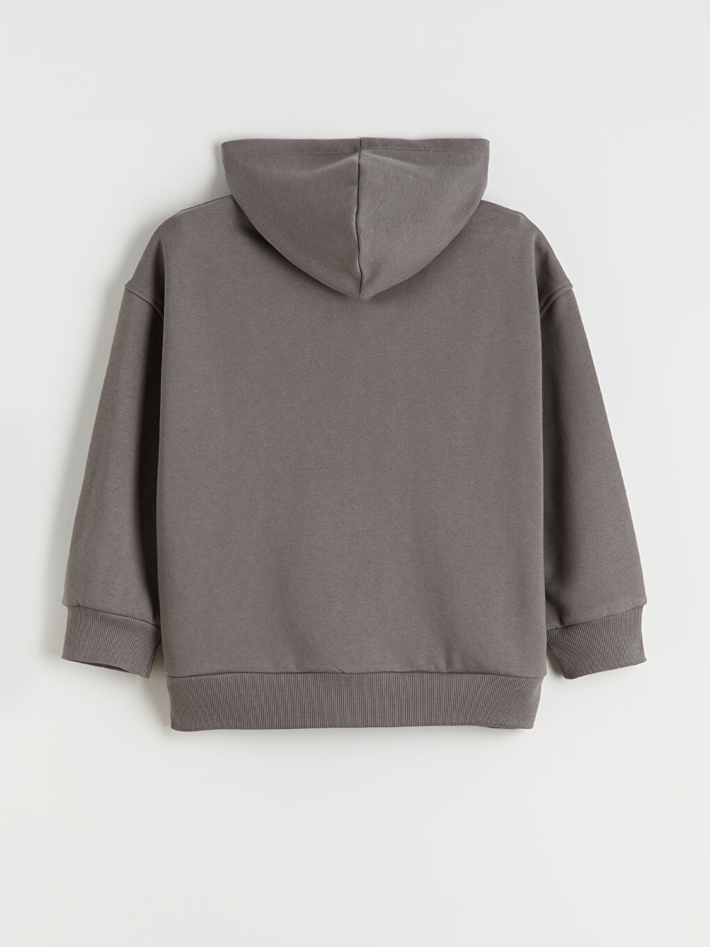 Gri Kapüşonlu Kız Çocuk Kalın Fermuarlı Sweatshirt-1