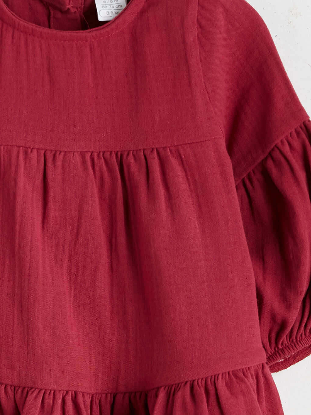 Bordo Bisiklet Yaka Kız Bebek Elbise-2