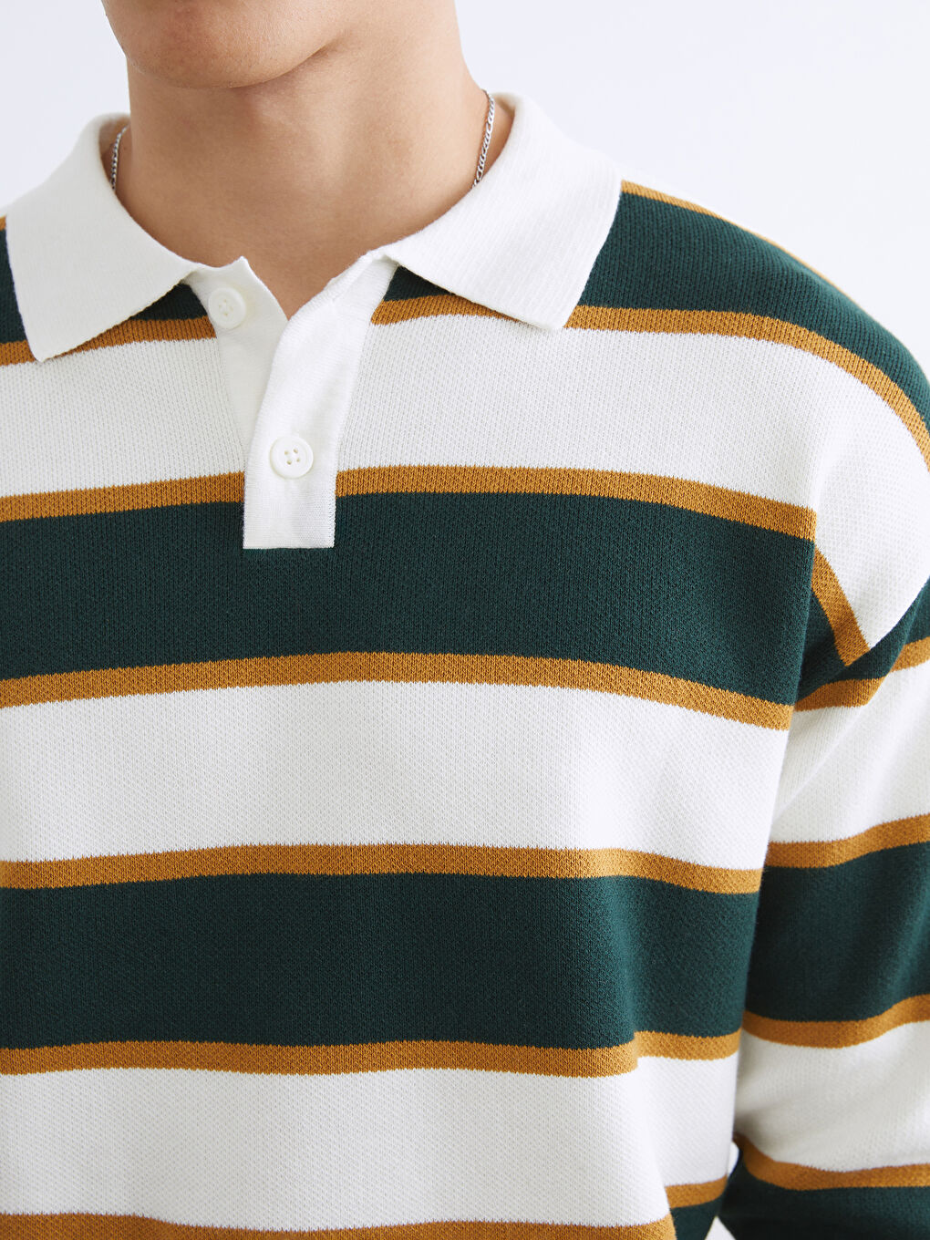 Водолазка В Полоску Мужской Трикотажный Свитер-2