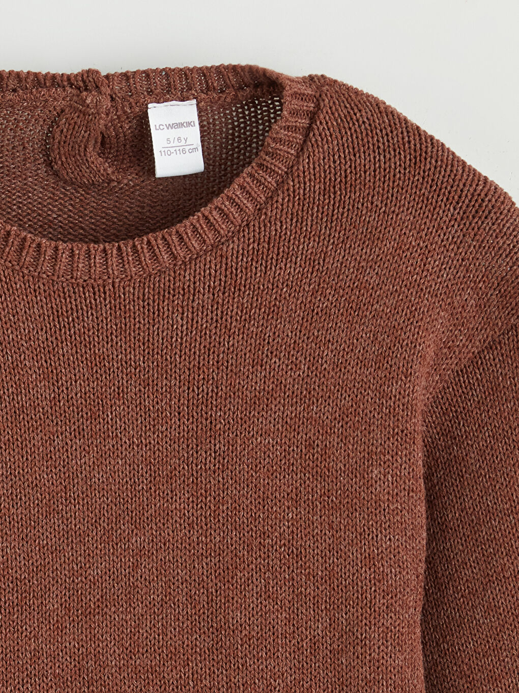 Kahverengi Fiyonk Detaylı Kız Çocuk Triko Kazak-2
