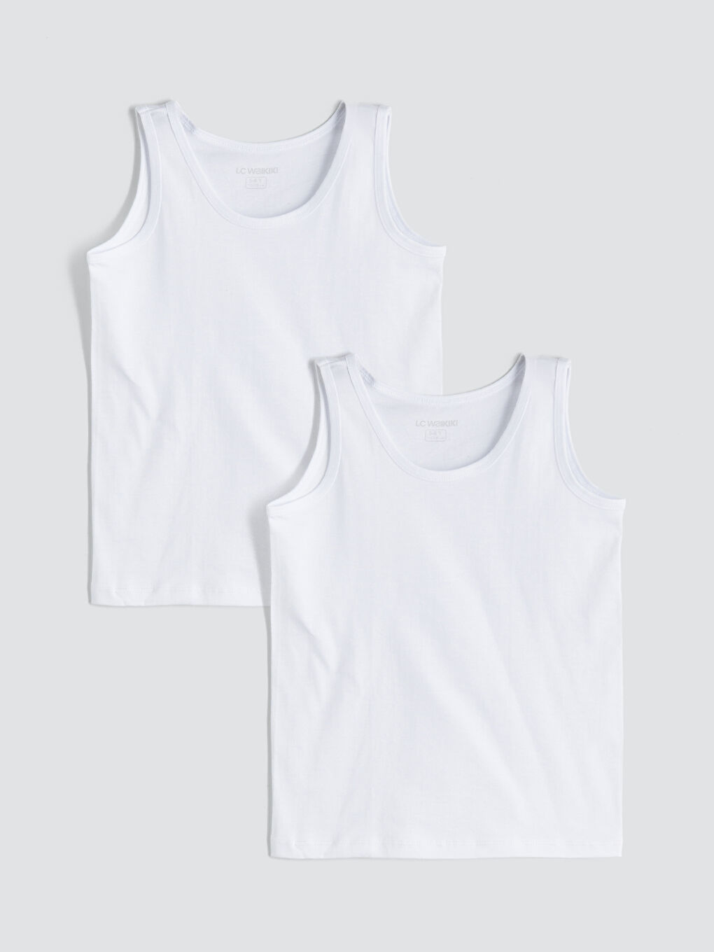 Beyaz Bisiklet Yaka Erkek Çocuk Atlet 2'li