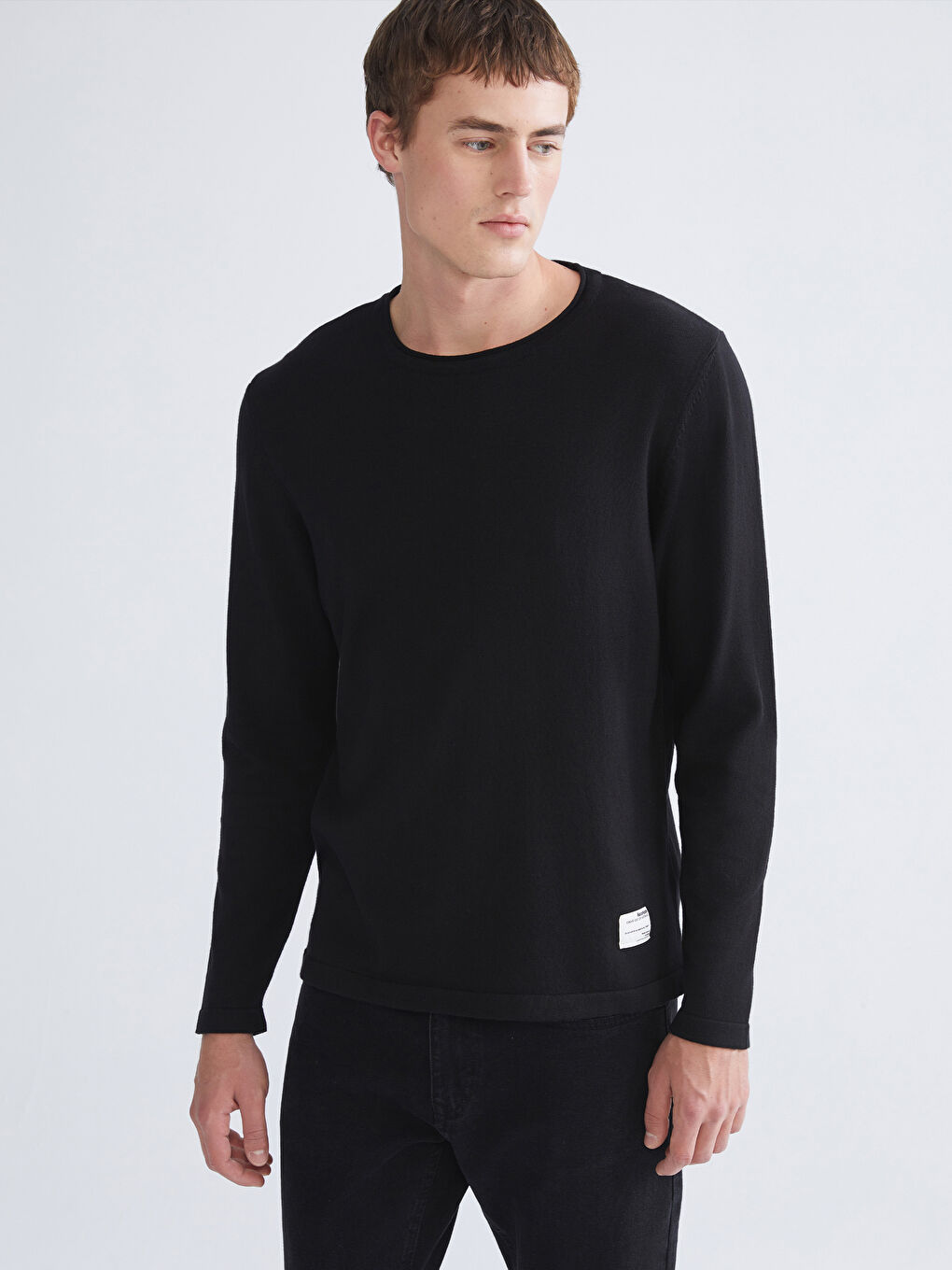 Crew Neck Long Sleeve Men's Tricot Sweater