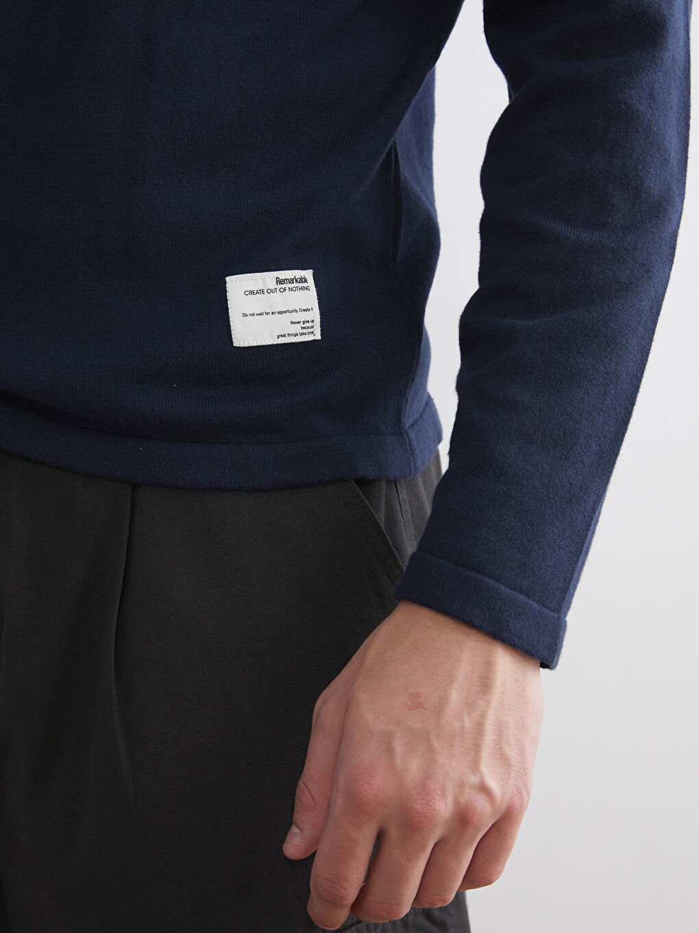 Crew Neck Long Sleeve Men's Tricot Sweater-2