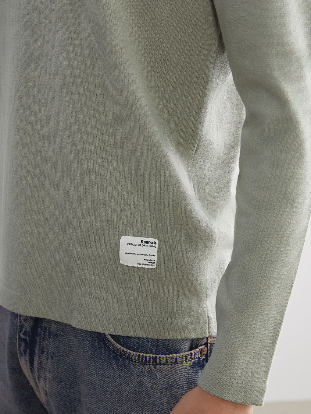 Crew Neck Long Sleeve Men's Tricot Sweater-2