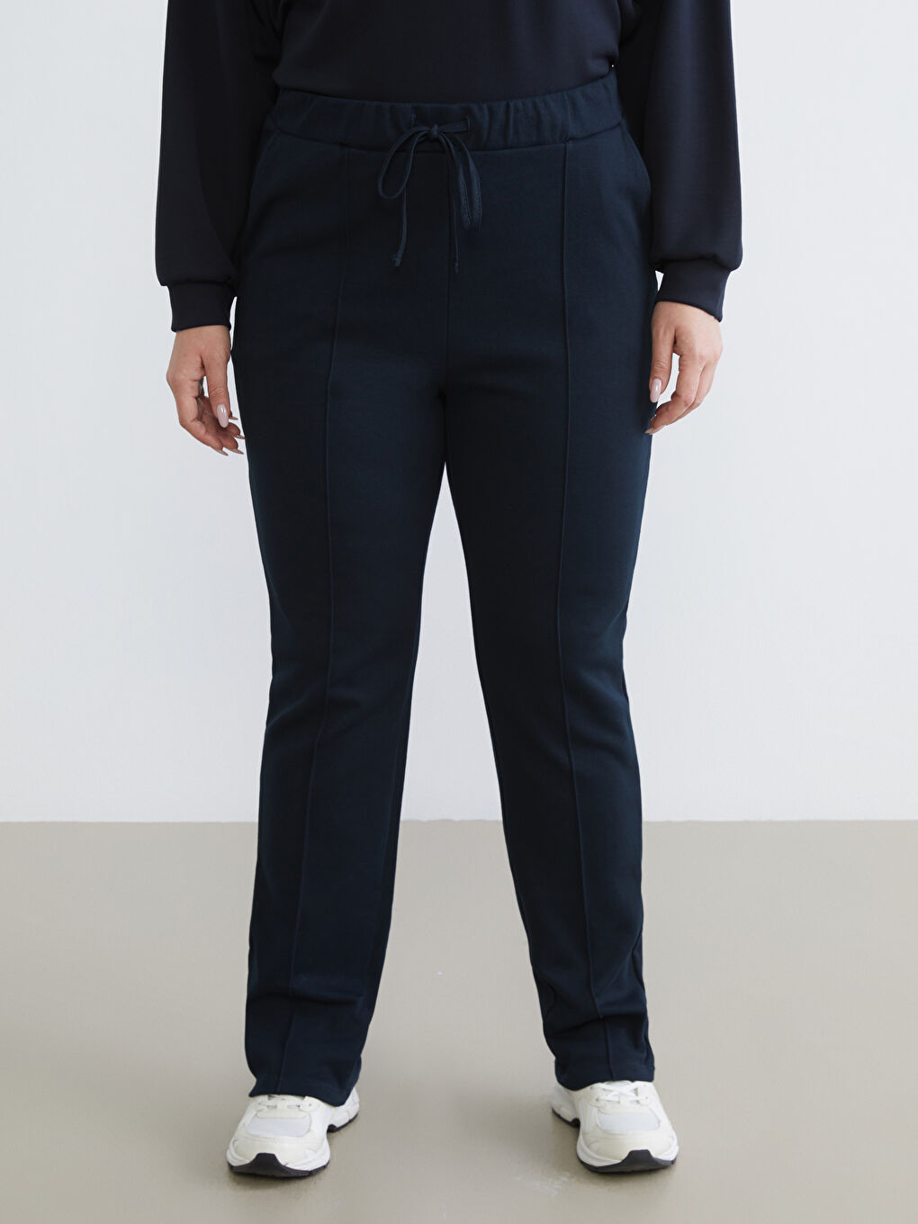 Lacivert Beli Lastikli Kadın Eşofman Alt-1