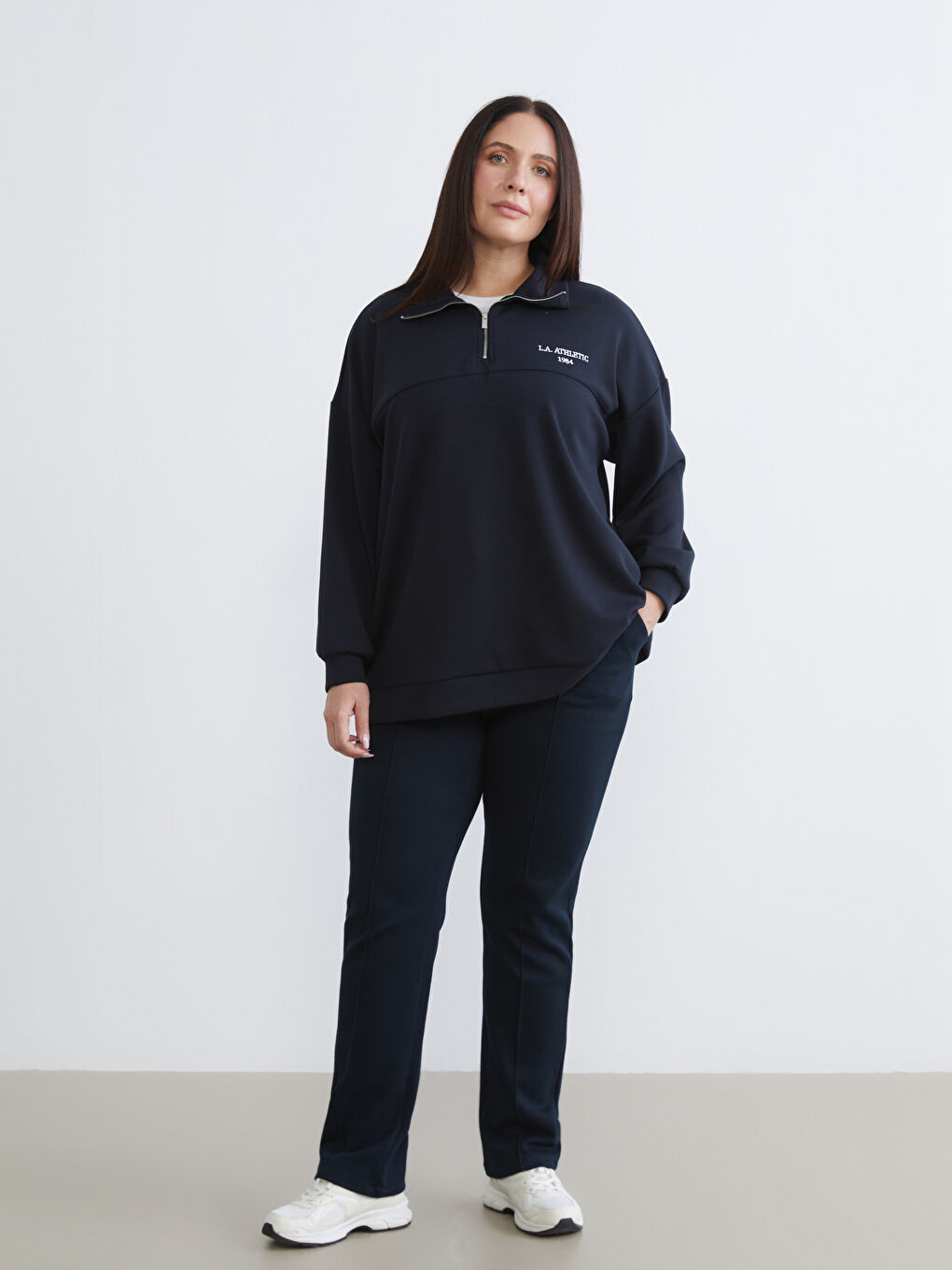 Lacivert Beli Lastikli Kadın Eşofman Alt-2