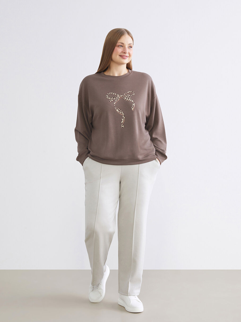 Gri Beli Lastikli Kadın Eşofman Altı