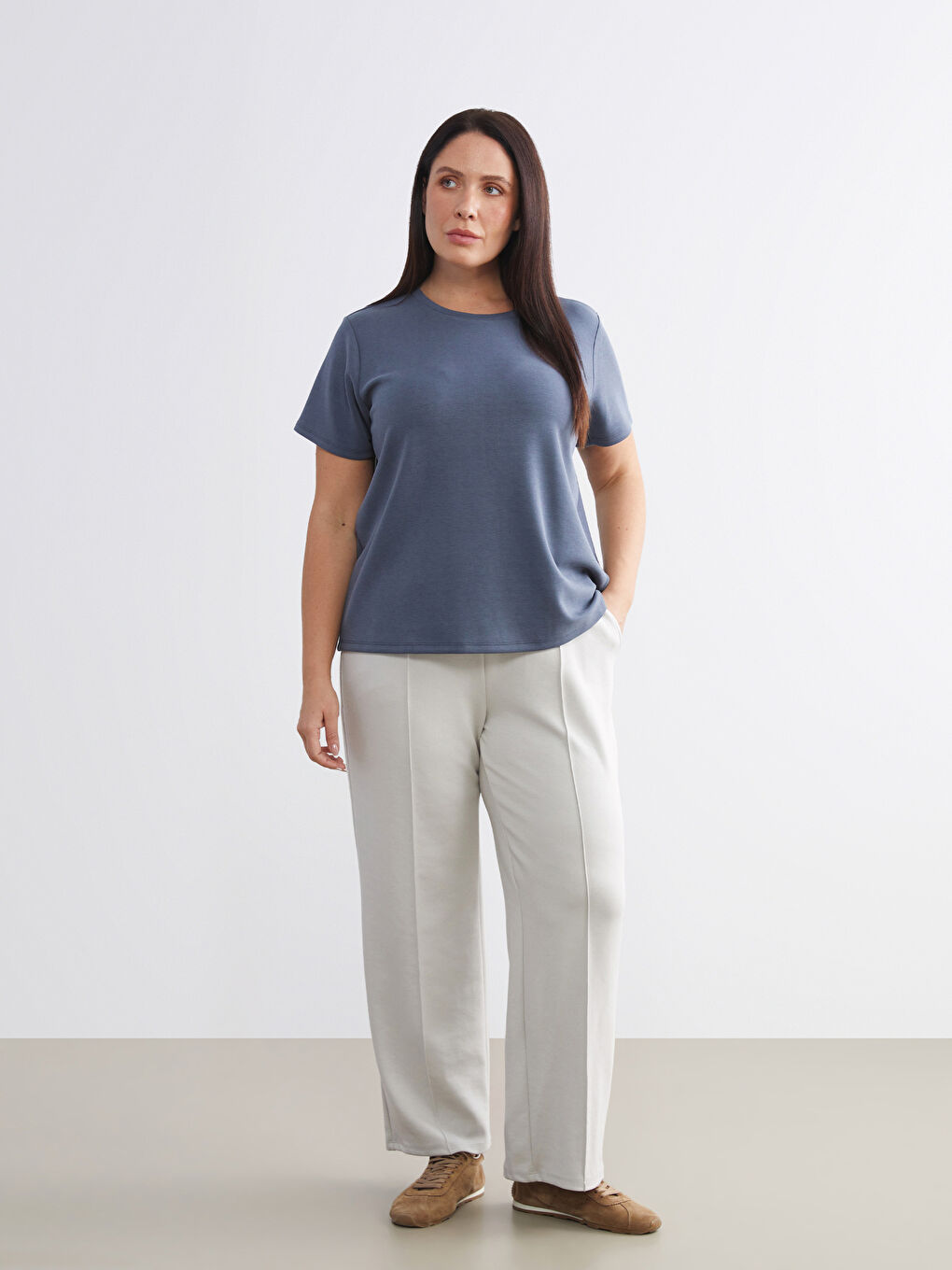 Gri Beli Lastikli Kadın Eşofman Altı-1