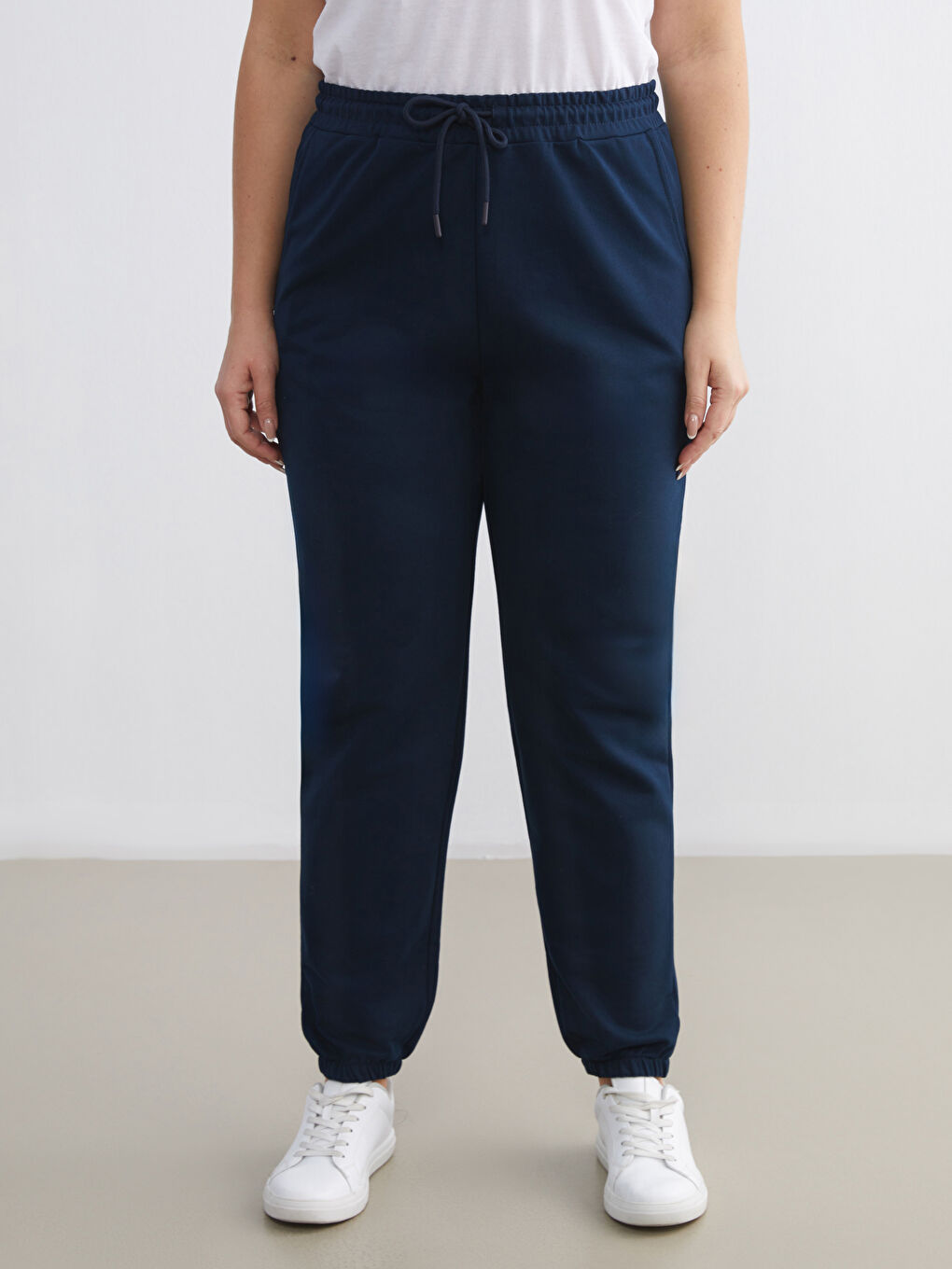 Lacivert Beli Lastikli Kadın Jogger Eşofman Altı-1