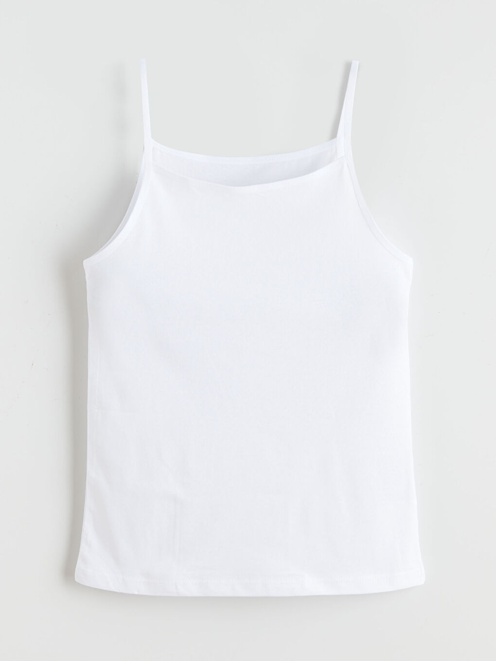 Beyaz İp Askılı Kare Yaka Kız Çocuk Atlet