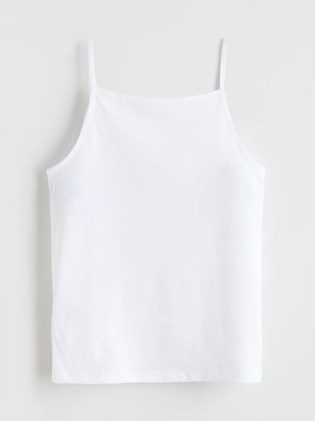 Beyaz İp Askılı Kare Yaka Kız Çocuk Atlet-1